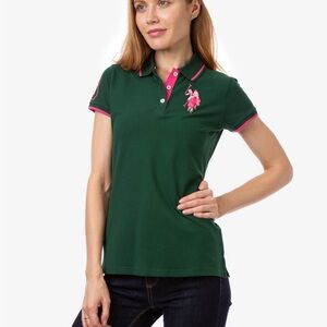 USPA MULTI TONAL BIG LOGO POLO SHIRT Green and Pink